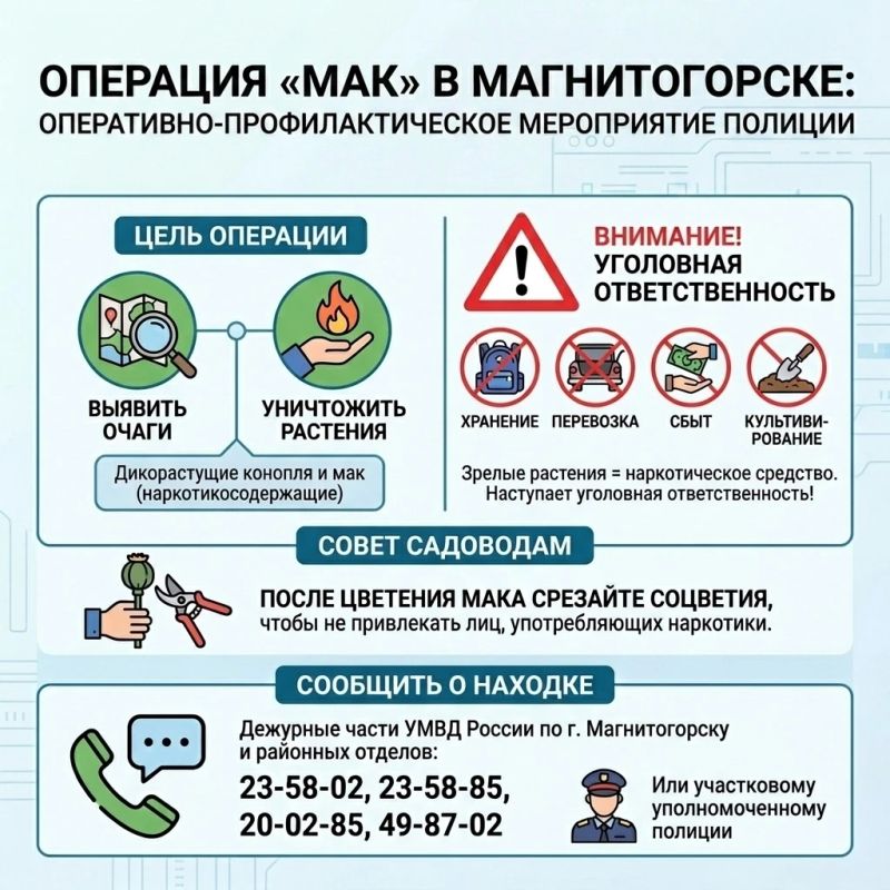 Оперативно-профилактическая операция магнитогорской полиции «Мак» стартовала 13 июля